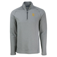 San Diego Padres Cutter & Buck Peshastin Eco Fleece Recycled Raglan Quarter-Zip Top - Heather Gray - MLB Lifestyle
