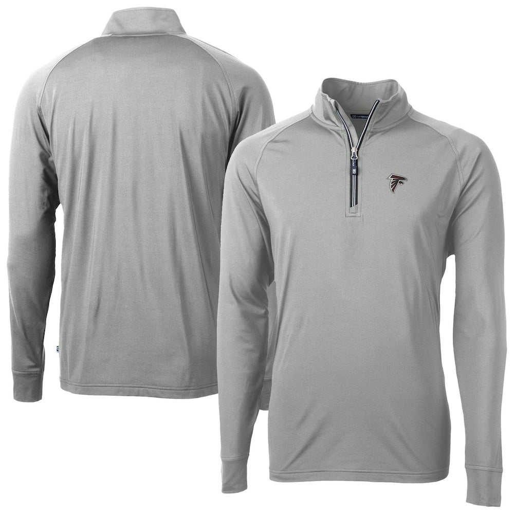 Atlanta Falcons Cutter & Buck Adapt Eco DryTec Raglan Quarter-Zip Jacket Gray