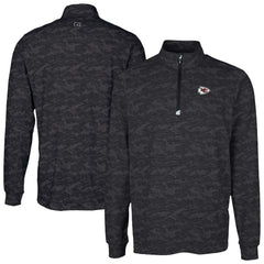 Kansas City Chiefs Cutter & Buck Traverse Camo Print Stretch Quarter-Zip Top Black