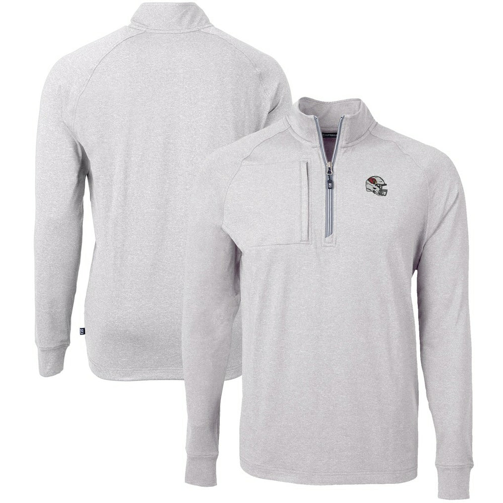 Arizona Cardinals Cutter & Buck Big & Tall Adapt Eco Raglan Quarter-Zip Jacket Heather Gray