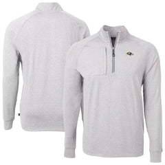 Baltimore Ravens Cutter & Buck Big & Tall Adapt Eco Raglan Quarter-Zip Jacket Heather Gray