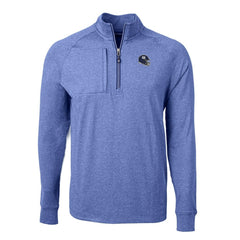 New York Giants Cutter & Buck Big & Tall Adapt Eco Raglan Quarter-Zip Jacket Heather Royal
