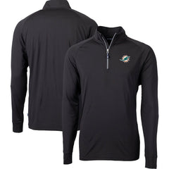 Miami Dolphins Cutter & Buck Big & Tall Adapt Eco DryTec Raglan Quarter-Zip Jacket Black