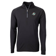 Miami Dolphins Cutter & Buck Big & Tall Adapt Eco DryTec Raglan Quarter-Zip Jacket Black