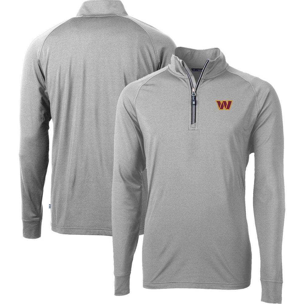 Washington Commanders Cutter & Buck Big & Tall Adapt Eco DryTec Raglan Quarter-Zip Jacket Gray