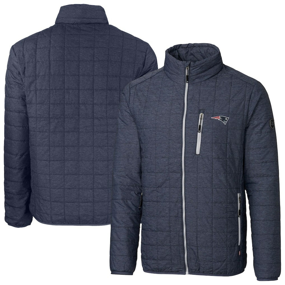 New England Patriots Cutter & Buck Big & Tall Rainier PrimaLoft Eco Insulated Full-Zip Hoodie Puffer Jacket Navy