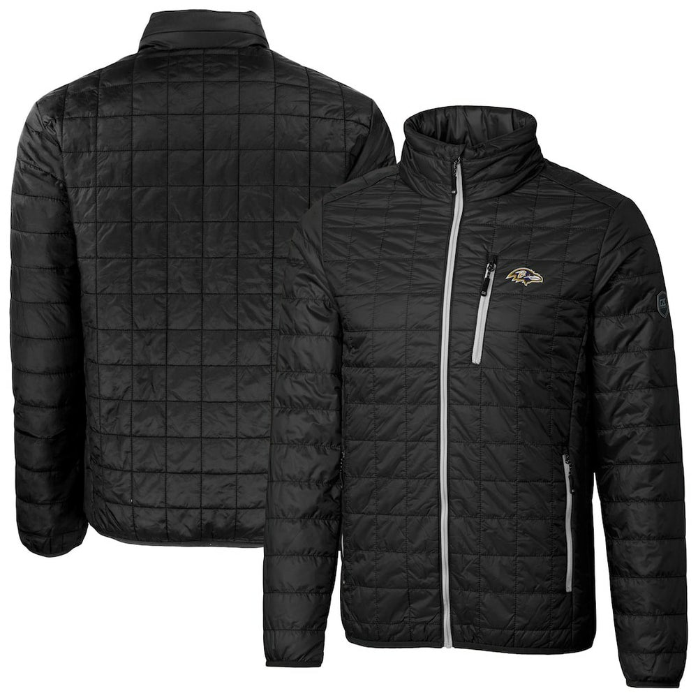 Baltimore Ravens Cutter & Buck Big & Tall Rainier PrimaLoft Eco Insulated Full-Zip Hoodie Puffer Jacket Black