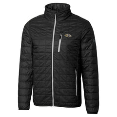 Baltimore Ravens Cutter & Buck Big & Tall Rainier PrimaLoft Eco Insulated Full-Zip Hoodie Puffer Jacket Black