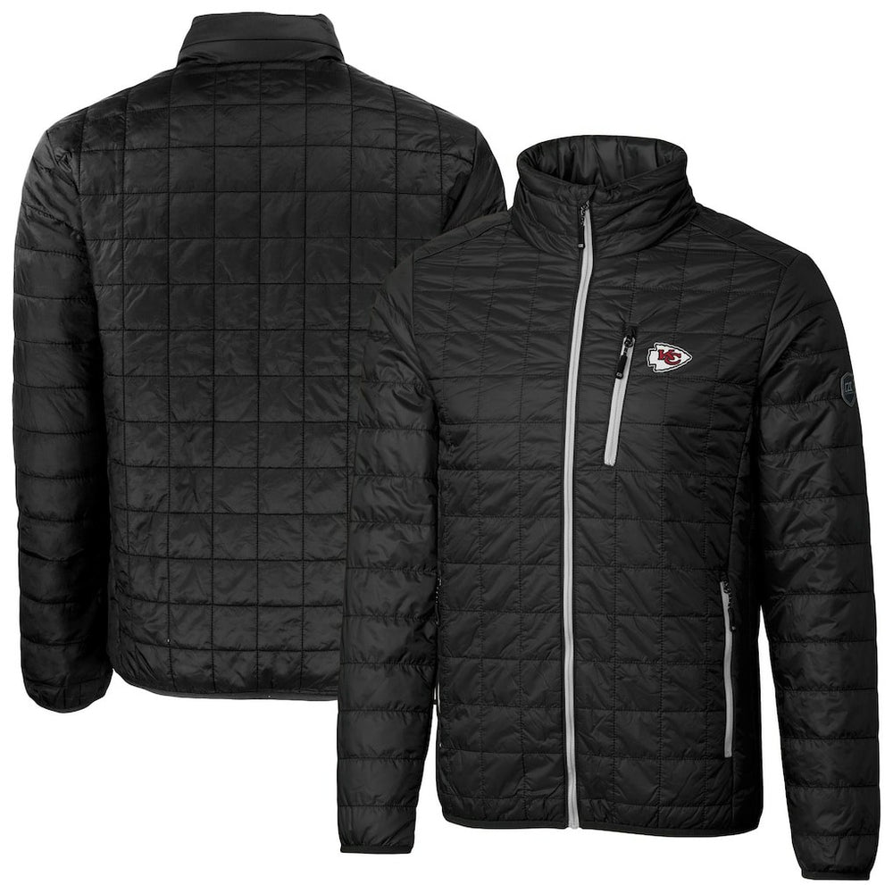 Kansas City Chiefs Cutter & Buck Big & Tall Rainier PrimaLoft Eco Insulated Full-Zip Hoodie Puffer Jacket Black