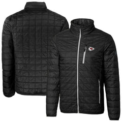 Kansas City Chiefs Cutter & Buck Big & Tall Rainier PrimaLoft Eco Insulated Full-Zip Hoodie Puffer Jacket Black