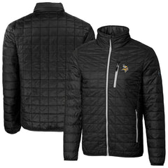 Minnesota Vikings Cutter & Buck Big & Tall Rainier PrimaLoft Eco Insulated Full-Zip Hoodie Puffer Jacket Black