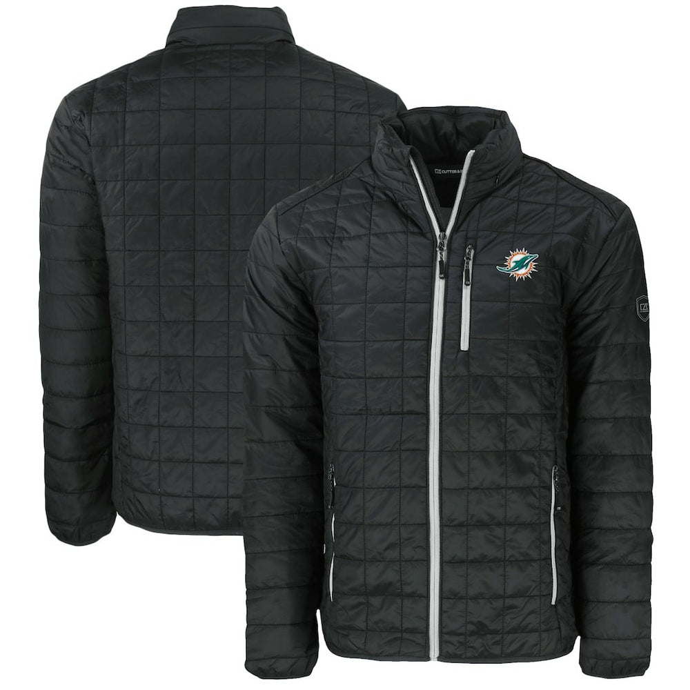 Miami Dolphins Cutter & Buck Big & Tall Rainier PrimaLoft Eco Insulated Full-Zip Puffer Jacket Black