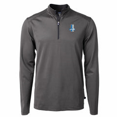 Detroit Lions Cutter & Buck Big & Tall Virtue Eco Pique Micro Stripe Tri-Blend Quarter-Zip Jacket Black