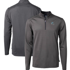 Detroit Lions Cutter & Buck Big & Tall Virtue Eco Pique Micro Stripe Tri-Blend Quarter-Zip Jacket Black