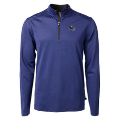 New York Giants Cutter & Buck Big & Tall Virtue Eco Pique Micro Stripe Tri-Blend Quarter-Zip Jacket Royal