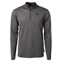 Washington Commanders Cutter & Buck Big & Tall Virtue Eco Pique Micro Stripe Tri-Blend Quarter-Zip Jacket Black