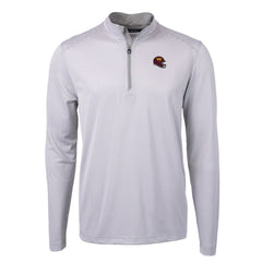Washington Commanders Cutter & Buck Big & Tall Virtue Eco Pique Micro Stripe Tri-Blend Quarter-Zip Jacket Gray