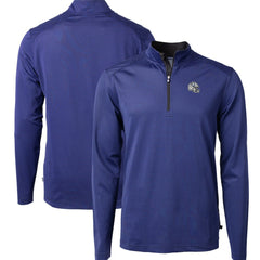 Indianapolis Colts Cutter & Buck Big & Tall Virtue Eco Pique Micro Stripe Tri-Blend Quarter-Zip Jacket Royal