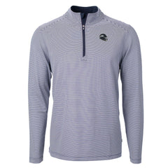Seattle Seahawks Cutter & Buck Big & Tall Virtue Eco Pique Micro Stripe Tri-Blend Quarter-Zip Jacket College Navy
