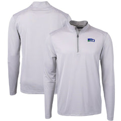 Seattle Seahawks Cutter & Buck Big & Tall Virtue Eco Pique Micro Stripe Tri-Blend Quarter-Zip Jacket Gray