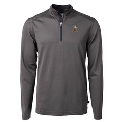 Cleveland Browns Cutter & Buck Big & Tall Virtue Eco Pique Micro Stripe Tri-Blend Quarter-Zip Jacket Black
