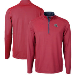 New England Patriots Cutter & Buck Big & Tall Virtue Eco Pique Micro Stripe Tri-Blend Quarter-Zip Jacket Red