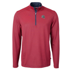 New England Patriots Cutter & Buck Big & Tall Virtue Eco Pique Micro Stripe Tri-Blend Quarter-Zip Jacket Red