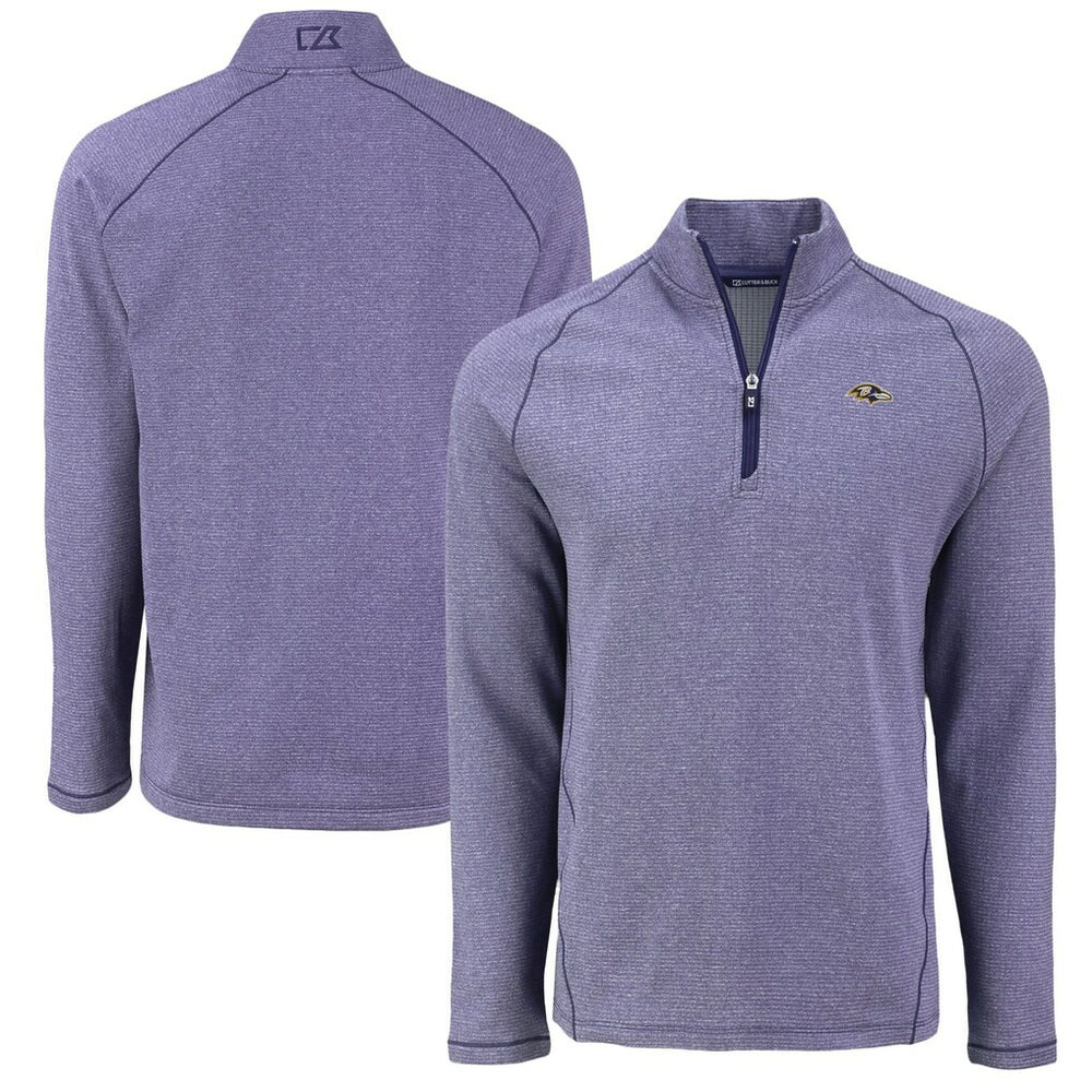 Baltimore Ravens Cutter & Buck Peshastin Eco Fleece Tri-Blend Raglan Recycled Quarter-Zip Jacket Heather Purple