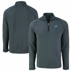 Detroit Lions Cutter & Buck Peshastin Eco Fleece Tri-Blend Raglan Recycled Quarter-Zip Jacket Heather Black