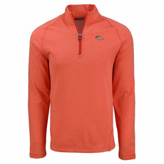 Denver Broncos Cutter & Buck Peshastin Eco Fleece Tri-Blend Raglan Recycled Quarter-Zip Jacket Heather Orange