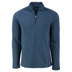 Detroit Lions Cutter & Buck Peshastin Eco Fleece Tri-Blend Raglan Recycled Quarter-Zip Jacket Heather Navy