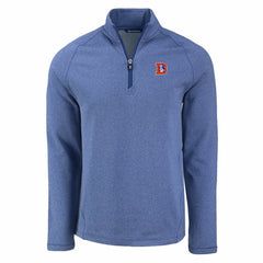 Denver Broncos Cutter & Buck Peshastin Eco Fleece Tri-Blend Raglan Recycled Quarter-Zip Jacket Heather Royal