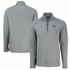 Detroit Lions Cutter & Buck Peshastin Eco Fleece Tri-Blend Raglan Recycled Quarter-Zip Jacket Heather Gray