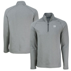 New York Giants Cutter & Buck Peshastin Eco Fleece Tri-Blend Raglan Recycled Quarter-Zip Jacket Heather Gray