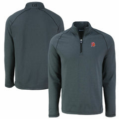 Tampa Bay Buccaneers Cutter & Buck Peshastin Eco Fleece Tri-Blend Raglan Recycled Quarter-Zip Jacket Heather Black
