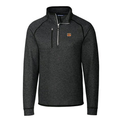 Cincinnati Bengals Cutter & Buck Big & Tall Mainsail Sweater-Knit Raglan Half-Zip Jacket Heather Charcoal