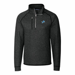 Detroit Lions Cutter & Buck Big & Tall Mainsail Sweater-Knit Raglan Half-Zip Jacket Heather Charcoal