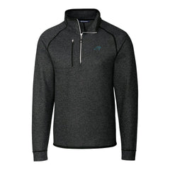 Carolina Panthers Cutter & Buck Big & Tall Mainsail Sweater-Knit Raglan Half-Zip Jacket Heather Charcoal
