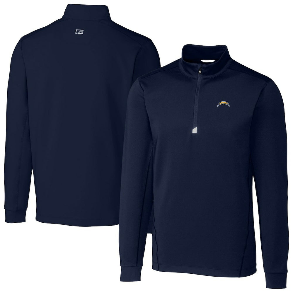 Los Angeles Chargers Cutter & Buck Big & Tall Traverse Stretch Quarter-Zip Top Navy