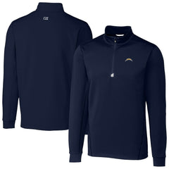 Los Angeles Chargers Cutter & Buck Big & Tall Traverse Stretch Quarter-Zip Top Navy