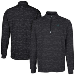 Carolina Panthers Cutter & Buck Big & Tall Traverse Eco Camo Tri-Blend DryTec Quarter-Zip Jacket Black