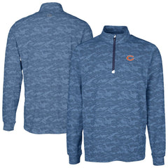 Chicago Bears Cutter & Buck Big & Tall Traverse Eco Camo Tri-Blend DryTec Quarter-Zip Jacket Navy