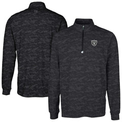 Las Vegas Raiders Cutter & Buck Big & Tall Traverse Eco Camo Tri-Blend DryTec Quarter-Zip Jacket Black