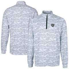 Las Vegas Raiders Cutter & Buck Big & Tall Traverse Eco Camo Tri-Blend DryTec Quarter-Zip Jacket Charcoal