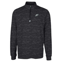Philadelphia Eagles Cutter & Buck Big & Tall Traverse Eco Camo Tri-Blend DryTec Quarter-Zip Jacket Black