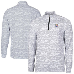 Pittsburgh Steelers Cutter & Buck Big & Tall Traverse Eco Camo Tri-Blend DryTec Quarter-Zip Jacket Charcoal