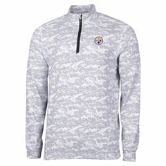 Pittsburgh Steelers Cutter & Buck Big & Tall Traverse Eco Camo Tri-Blend DryTec Quarter-Zip Jacket Charcoal