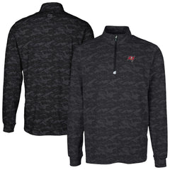 Tampa Bay Buccaneers Cutter & Buck Big & Tall Traverse Eco Camo Tri-Blend DryTec Quarter-Zip Jacket Black