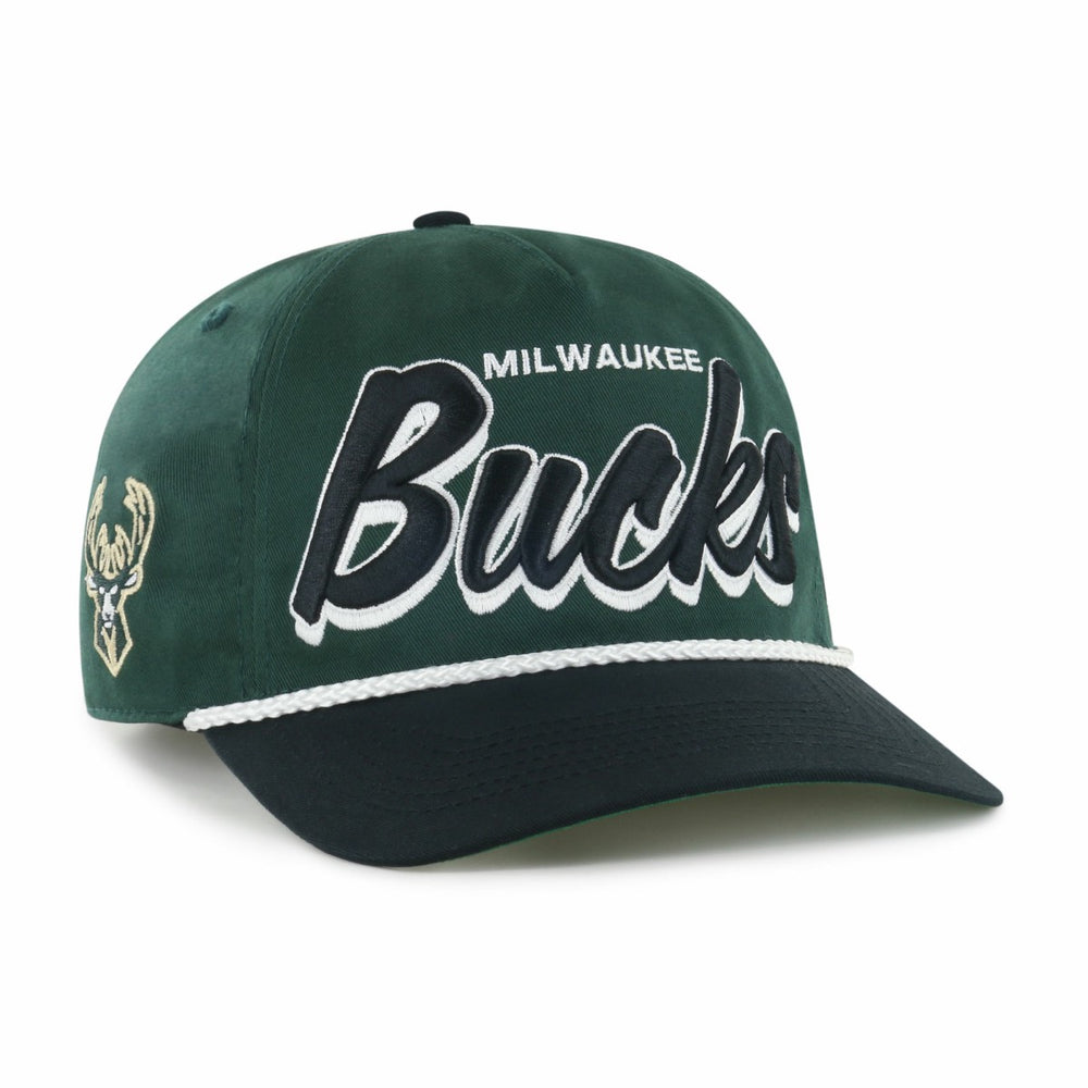 Milwaukee Bucks '47 Dropshadow Rope Hitch Adjustable Hat Hunter Green/Black | 47 brand Lifestyle