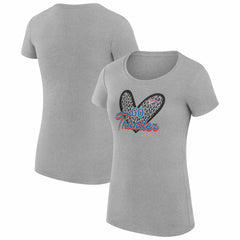 Oklahoma City Thunder G-III 4Her by Carl Banks Women's Super-Slim Fit Lightweight Leopard Heart T-Shirt Heather Gray